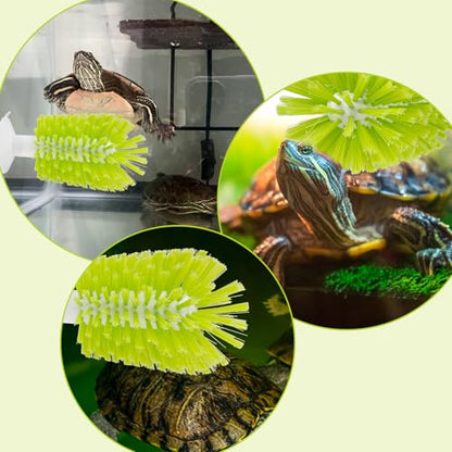 Turtle Brush with Suction Cup Turtle Shell Cleaning Brush Turtle Scrub Scratcher Turtle Exfoliate Brush Pet Bristle Cleaner Toy Tank Accessories Tool Supplies for Cleaning Glassware Bottles Dirt Mud