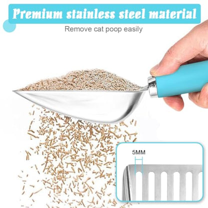 Cat Litter Scoop - Stainless Steel Metal Cat Litter Scoop-Sturdy Mesh Scooper - Mesh Shovel-Easy to Clean - Suitable for Cat Litter Box -Blue-Christmas - color: Blue, size: M