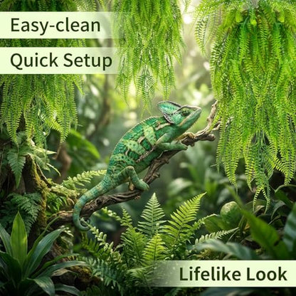 RAINFLOW 3PCS Fake Hanging Plants - Artificial Reptile Habitat Vines | Lifelike Faux Hanging Plants, Reptile Tank Decor Accessories for Bearded Dragon, Chameleon, Lizard, Snake Cage & Habitat, 31"