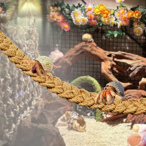 kathson 2 PCS 26 Inches Hermit Crab Climbing Toys,Reptile Vines Toy Hermit Crab Rope Ladder Bendable Hermit Crab Supplies Tank Terrarium Accessories for Hermit Crabs Lizards Leopard Geckos - color: 【Color：Khaki】