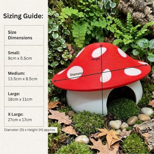 Mushroom Reptile Hide for Tortoise and Small Pets,Tortoise Hide Shelter with Cute Design, Reptile Hide Box for Vivarium (Small: 9cm*5.5cm（2pc）) - size: Small: 9cm*5.5cm（2pc）