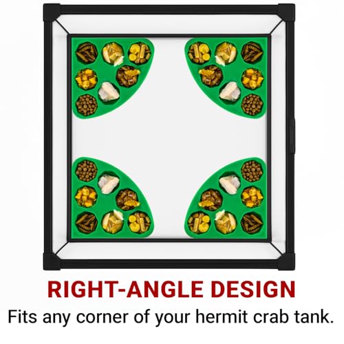 2pcs Hermit Crab Food Bowl, Corner Design, Space-Saving 7-Compartment Dishes for Reptile & Small Animal Tanks, Hermit Crab Accessories