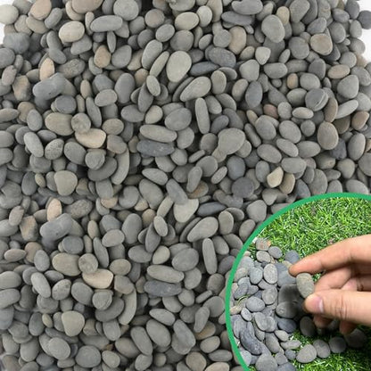 45LB River Rocks,Mexican Beach Pebbles for Plants,Potting,Garden Landscape Stone Paving Stone Grey 1Inch… - size: 45LB, style: Medium