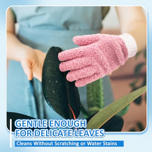 MIG4U Microfiber Dusting Gloves House Cleaning Glove for Blinds, Windows, Shutters, Furniture, and Car, Reusable Lint-Free Pink 2 Pairs S/M - color: Pink 2 Pairs, size: Small-Medium