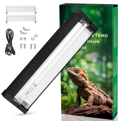 T5 UVB Reptile Light Fixture Upgrade Square HO UVB Bulb Lighting Combo Kit 10.0 UVB Light for Reptiles Terrarium Fluorescent 8W Reptile Light Bar UVA UVB Desert Lamp for Bearded Dragon Turtle Tank - size: 8W 12IN