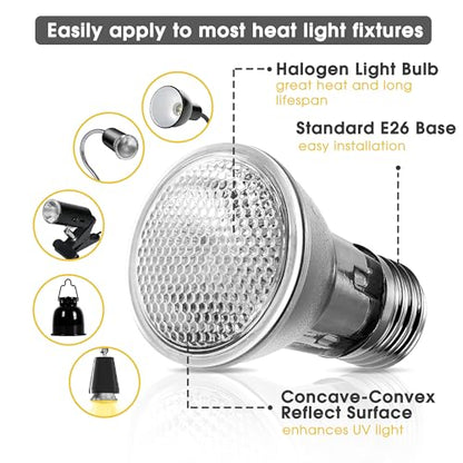 Reptile Heat Bulb, 75W UVA Reptile Light Bulbs Dimmable Heat Lamp | 2 Pack Basking Spot Light Bulbs for Reptiles, Amphibian, Bearded Dragon, Lizard, Chicken - color: Cream-75w Th11