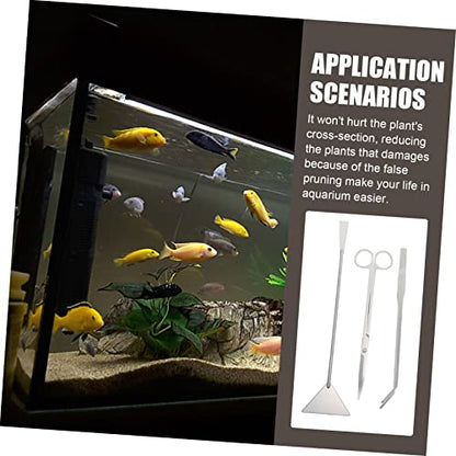 YARNOW 1set Stainless Steel Aquarium Scissors Set Multi-Functional Tools for Trimming Aquatic Plants Includes Straight Curved Scissors Shovel for Water Plants