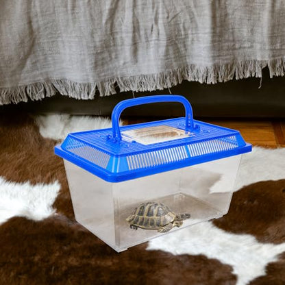 iplusmile Turtle Tank with Platform 10.62 X 6.69 X 6.49 in Turtle Box with Basking Ramp and Feeding Area Practical Reptile Habitat for Tortoise Exercise Rest Feeding and Observation