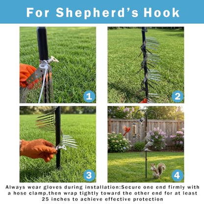 6m Anti-Bird/Squirrel Spikes & Squirrel Proof Baffle for Bird Feeders Pole | 4in Multi-Layer Barrier with 23 Prong,for Shepherd's Hooks/Fences/Roofs/Trees/Gutters&Downspouts,Repels Pigeons,Raccoons,Mice - size: Large-6M*10CM
