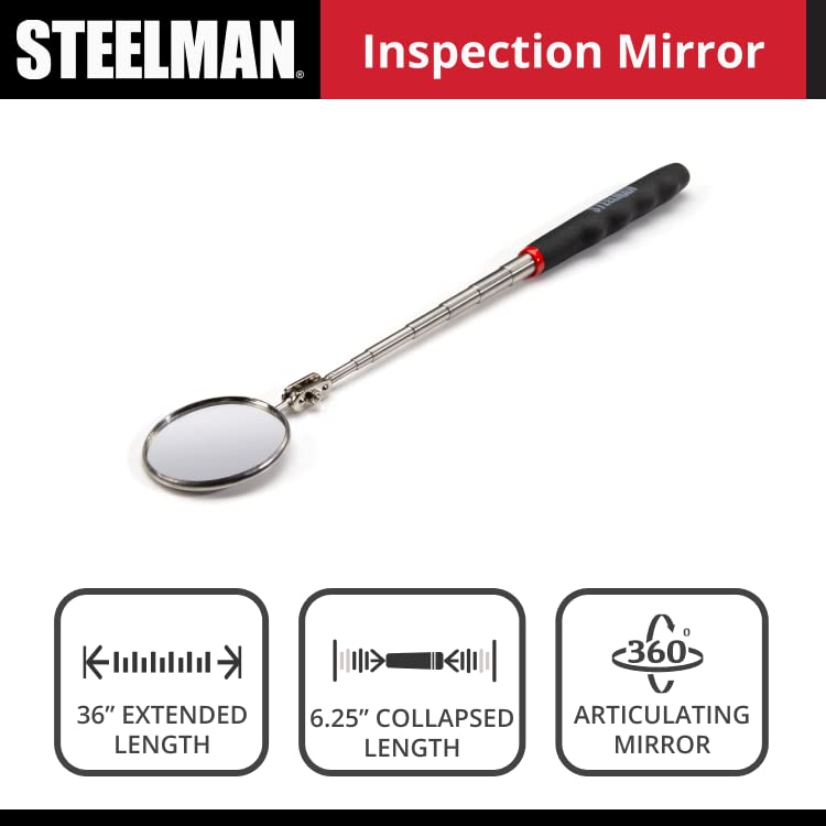 STEELMAN 41819 36-Inch Telescoping 2.25-Inch Round Inspection Mirror - size: 36 inches