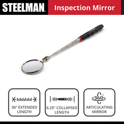 STEELMAN 41819 36-Inch Telescoping 2.25-Inch Round Inspection Mirror - size: 36 inches