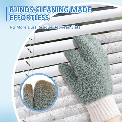 MIG4U Microfiber Dusting Gloves House Cleaning Glove for Blinds, Windows, Shutters, Furniture, and Car, Reusable Lint-Free Gray S/M - color: Gray Mitten 1 Pair, size: Small-Medium