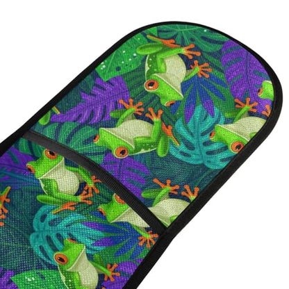 Dual-functionality Mitts and Pot Holders Sets High Heat Resistant Pot Holder Gloves Kitchen Aid BBQ (Painted Tree Frogs Pattern) - color: Painted Tree Frogs Pattern