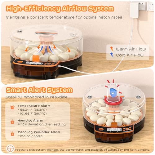 AsFrost Automatic Incubators for Hatching Eggs, 24 Egg Incubator,Upgrade Digital Incubator with Dual Modes,Temp & Humidity Control,Auto Turner, Egg Candler, Incubator for Hatching Quail & Poultry Eggs