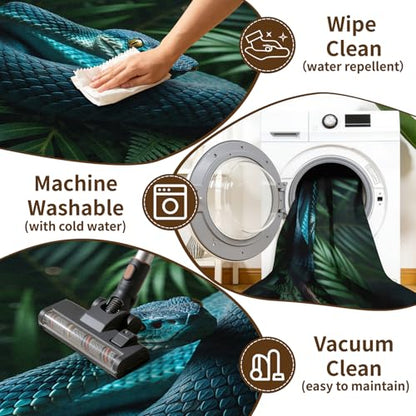 Snake Door Mat Indoor Entrance, Serpent Washable Rugs for Entryway, 2x3 Rug Non Slip, Soft Low Pile & Stain Resistant Small Carpet, Python Reptile Home Decor Gifts - size: 2' x 3' (Rectangular)