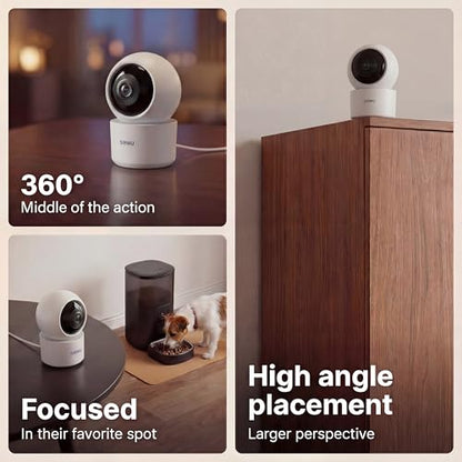 AI Pet Camera Indoor, Multi-Pet Recognition for Up to 6 Pets, 2K 3MP Dog & Cat Camera with 360° Auto Tracking, AI Daily Summaries, Night Vision, 2-Way Audio, 2.4/5GHz WiFi - color: White