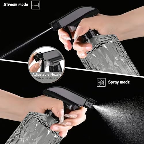 Glass Handheld Spray Bottle, 15oz, Dark Grey, Adjustable Nozzle | Pressure Watering Can, Plant Mister Fine Mist for Indoor Flowers, Outdoor Gardening, Cleaning, Pets Care, Hair - color: Dark Grey