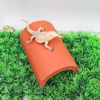 2 Pack Reptile Hide Cave, Natural Terracotta Lizard Habitat Hideout, Bearded Dragon Food Bowl, Tank Terrarium & Aquarium Decor Accessories for Hermit Crab Leopard Gecko Snake Spider Hamster Turtle