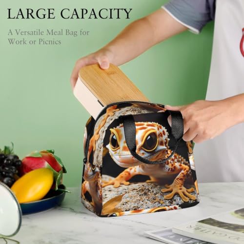 Gecko Rock Leaves Lunch Bag for Women Men | Insulated Lunch Box Leakproof Food Meal Containers Reusable Foldable 6L Capacity Lunch Tote Bags for Work Picnic Travel - color: style-10