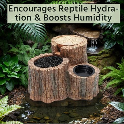 550ML Reptile Water Fountain with Food Dish – Terrarium Drinking Fountain for Bearded Dragon, Gecko, Chameleon, Lizard, Tree Frog & Turtle – Keeps Water Clear, Easy-to-Use Water Dispenser