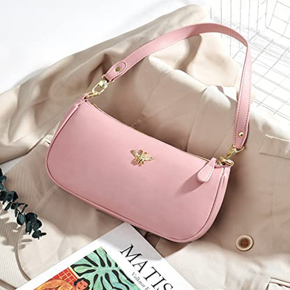 Small Tote Shoulder Bags Purses for Women Retro Classic Crossbody Bags Cute Clutch Purse and Handbag - color: 0-3-pink a