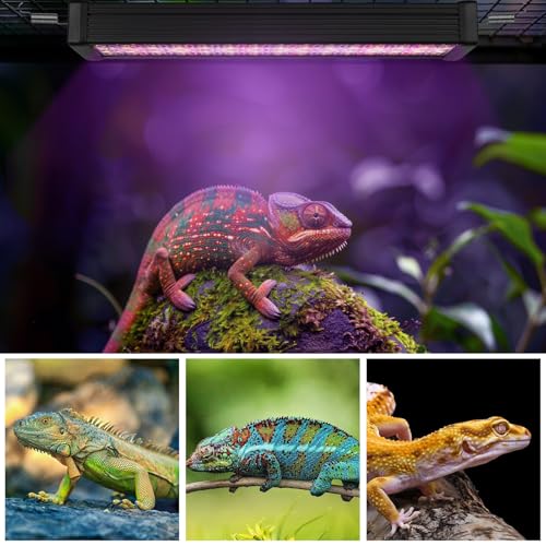 UVA UVB Reptile Light,15Inch Full Spectrum LED Reptile UVB Lamp for Bearded Dragons,Turtles,Geckos,Chameleons,Lizards,Snakes,12000H Long Lifespan Adjustable Timer Calcium Absorption Lamp for Terrarium - size: 15Inch
