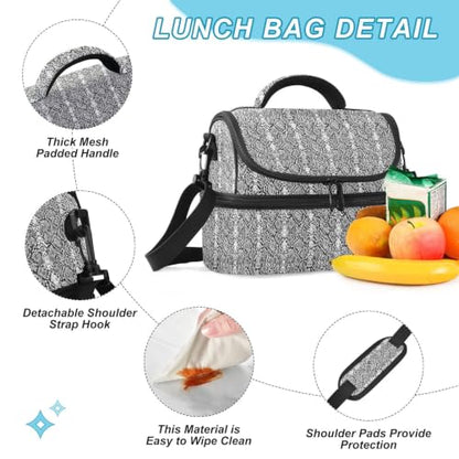 Emelivor Snake Insulated Lunch Bag Tote Container for Adult | 8L Double Deck,Large Lunch Box with Shoulder Strap,Thermal Meal Prep Cooler,Suitable for School Work Picnic Office Travel