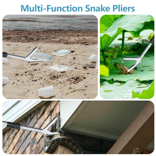 Snake Handling Grabber, Snake Tong Reptile Grabber Wide Jaw Handling Tool with Anti-Slips and Locked Heavy Duty for Rattlesnakes Garter Snakes Copperheads Python and Other Reptiles.