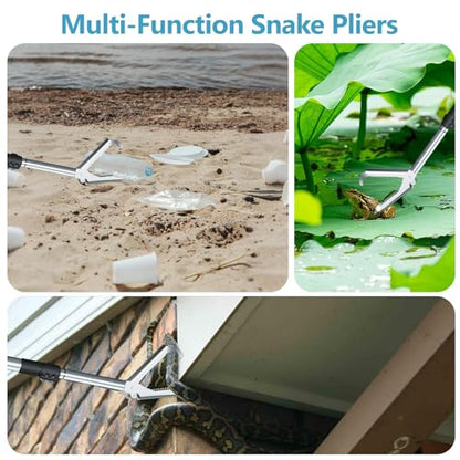 Snake Handling Grabber, Snake Tong Reptile Grabber Wide Jaw Handling Tool with Anti-Slips and Locked Heavy Duty for Rattlesnakes Garter Snakes Copperheads Python and Other Reptiles.