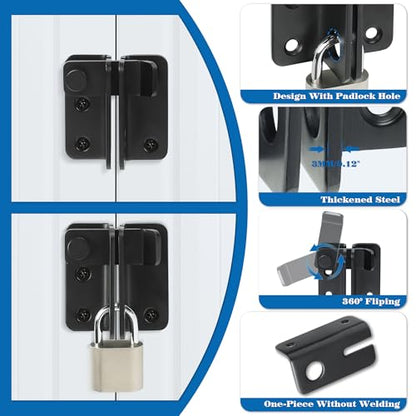 Alise Flip Latch,Gate Latches Slide Bolt Latch Safety Door Lock Catch for Barn Cabinet Pet Cage Wood Fence Bathroom Garage Window,SUS304 Stainless Steel Gate Hardware Locks,Matte Black,MS5009-B | SUS 304 Stainless Steel Door Latch Lock for Wooden Fence Sh