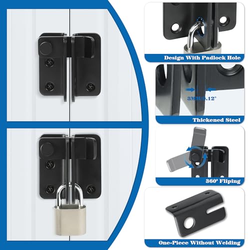 Alise Flip Latch,Gate Latches Slide Bolt Latch Safety Door Lock Catch for Barn Cabinet Pet Cage Wood Fence Bathroom Garage Window,SUS304 Stainless Steel Gate Hardware Locks,Matte Black,MS5009-B | SUS 304 Stainless Steel Door Latch Lock for Wooden Fence Sh