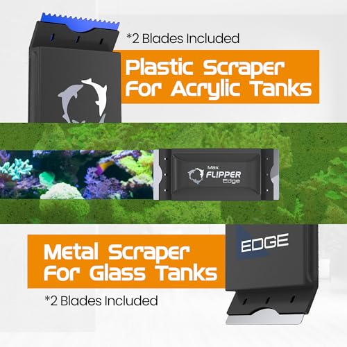 Flipper Edge 2-in-1 Scrubber Scraper Floating Magnetic Fish Tank Aquarium Cleaner with Dual Blades - Efficient Glass & Acrylic Aquarium Cleaning Tools (MAX) - color: Black, style: MAX - For Tanks Up to 1 Inch (24mm) Thickness