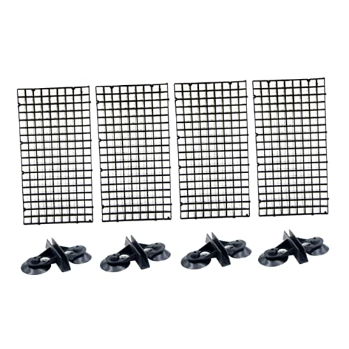 4 Pack Aquarium Divider Panel with Suction Cups Black Lattice Plate for Fish Tank Separation and Breeding Easy to Install Versatile Aquarium Supplies