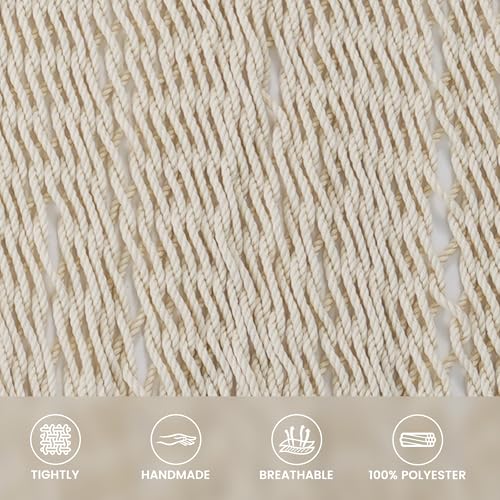 Lazy Daze Hammocks 13 FT Extra Large 2+ Person Caribbean Rope Hammock, Hand Woven Polyester XL Hammock with Spreader Bars, for Outside Outdoor Backyard Patio Poolside, 500 LBS Capacity, Gream - color: Gream