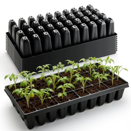 RooTrimmer 10 Pack 40 Cell Seed Starter Trays - Extra Deep 3.9" Plastic Nursery Trays, 20" x 10"，Fits Standard 1020 Flats, for Planting Seedlings, Propagation, Seed Germination and 1020 Flats Inserts - color: Black, size: 40 Cells-10P