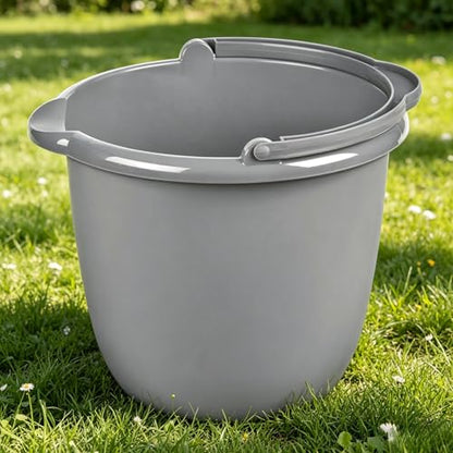 10 Qt. Plastic Spout Pail Bucket with Handle, Heavy Duty Mop Bucket | for Household Use, Utility Pail for Car Wash,Cleaning, Mopping,Gray