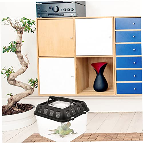 Yardwe Reptile Breeding Box Handle 3L Tortoise Transport Case Climbing PET Feeding Container for Reptiles Escape Design for Gecko and Spider