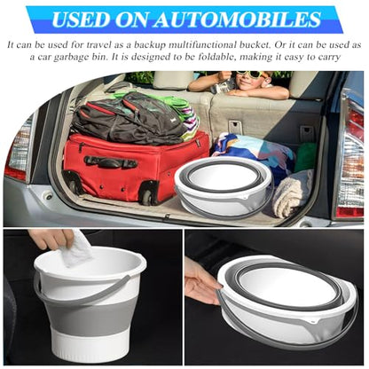 Collapsible Bucket 4.5 Gallon/17L Large Plastic Household Cleaning Mop Buckets Foldable Water Bucket for Car Wash Fishing Camping Beach (White) - color: White