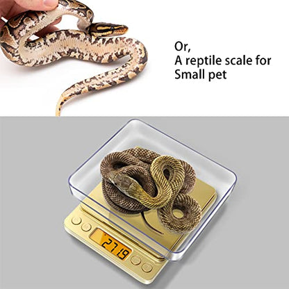 Fuzion Small Gram Scale 3000g, Digital Kitchen Food Scale, Gram and Ounce | Gold Titanium Mirror Finish, 0.1g Accuracy, 6 Modes, 2 Trays Included, Tare, Piece Counting, For Food, Coffee, Coins, Herb - color: Gold Titanium