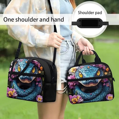 Cool Snake Lunch Box for Boys Lunch Bag Portable Lunchbag Reusable Lunchbox Travel Lunch Boxes with Shoulder Straps Student Picnic Lunch Containers - color: Cool Snake