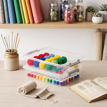 Citylife 6Qt 4Packs Clear Craft Organizers and Storage BOX, Sensory Bins | Stackable Board Game Storage Bins with Lids for Art Supplies, Paper, Puzzle, Tools, Home, Office, School Supplies - size: 6 Qt- 4 Pack