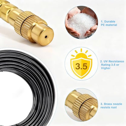 Thiswing 100FT 360° Adjustable Irrigation System for Garden | 1/4" Tubing, Automatic Watering Misting System with 18 Nozzles, Sprinkler for Garden, Yard, Lawn and Outdoor Plants - size: 100 FT