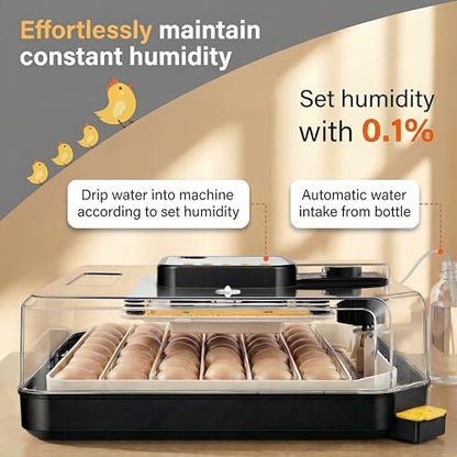 Sailnovo 48 Egg Incubator for Hatching Eggs with Auto Egg Turning, Precision Temp & Humidity Control, 360°Viewing, Egg Candler, Incubator for Chicken Eggs/Duck/Quail,Ideal for Farm/School/Lab,Gray | Precise Temp & Humidity Control，Auto Egg Turning, 360°Vi