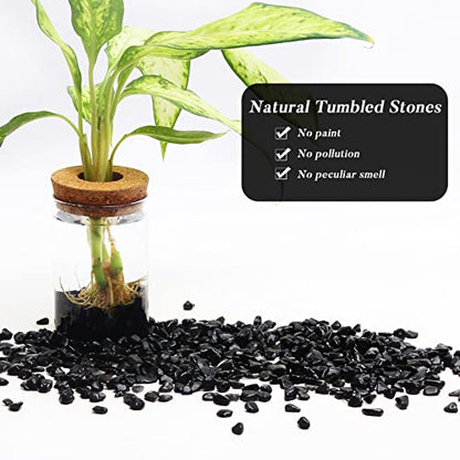 QICQDRAM Polished Gem Stones Rocks Black Obsidian Crystals Natural 1LB | Small Tumbled Stones Crystal Chips Bulk for Healing Crystals Fish Tank Gravel Vase Filler (405g/14.28oz) - color: Obsidian
