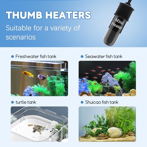 Small Aquarium Heater,Submersible Adjustable Mini Fish Tank Heater 10W,Betta Heater with External Temperature Controller,LED Temperature Display, Used for 1-2 Gallon