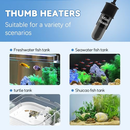 Small Aquarium Heater,Submersible Adjustable Mini Fish Tank Heater 10W,Betta Heater with External Temperature Controller,LED Temperature Display, Used for 1-2 Gallon