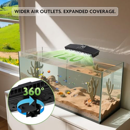 PAIZOO Aquarium Chiller Fan with Temp Probe & LCD Display, Cooling 3-7℉, 7W | Auto Temperature Control, Set Range 50-99℉, Real-time Temperature Display Aquarium Fan for Axolotl Freshwater Saltwater Tanks - size: PZBC-2
