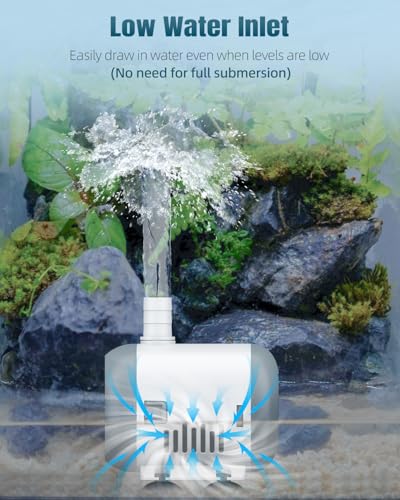 Pawfly Small Fountain Pump, 240 GPH Submersible Water Pump for Fountain, 12 W Mini Water Pump with 3.9 ft. High Lift, Quiet Water Fountain Pump for Aquarium Fish Tank & Waterfall - size: 240 GPH