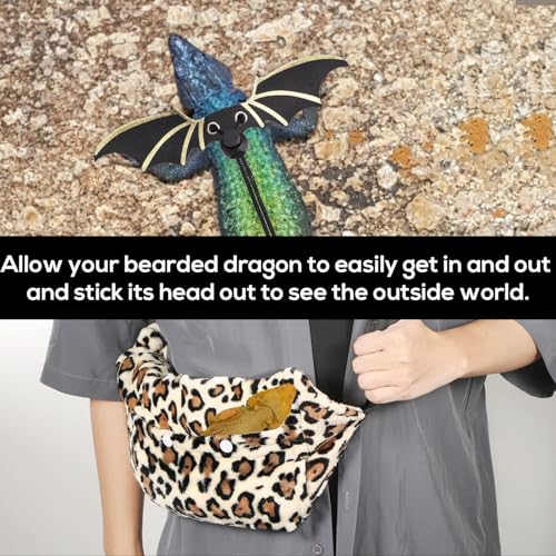 Bearded Dragon Backpack and Leash with Wings, Leather Adjustable Lizard Leash Reptile Carrier Harness Pet Reptile Backpack with Wing Accessories for Outdoor Walking Travel Rest
