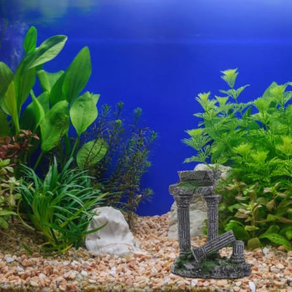 balacoo Roman Column Aquarium Ornament Fish Tank Decoration Resin Fish Shelter 5.31X4.33X2.55 Inch Underwater Hiding Cave for and Reptiles